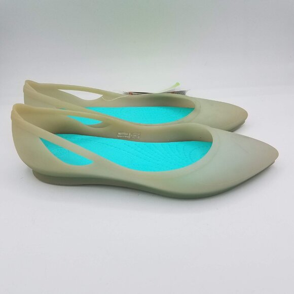 Crocs Shoes Womens 7 Rio Slip On Pointed Ballet Flats Platinum Pool 16265-0BD - Picture 3 of 8